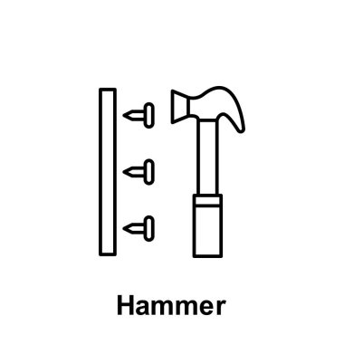 çekiç anahat simgesi. İşçi Bayramı illüstrasyon simge unsuru. İşaret ve sembolleri kullanılan web, logo, mobil uygulaması, kullanıcı arabirimi, Ux için