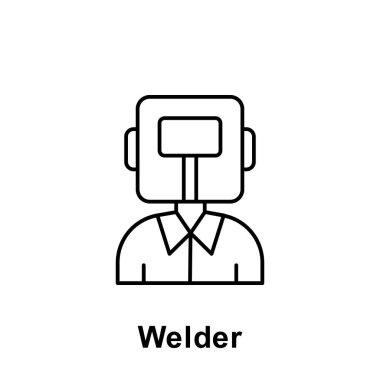 Kaynakçı anahat simgesi. İşçi Bayramı illüstrasyon simge unsuru. İşaret ve sembolleri kullanılan web, logo, mobil uygulaması, kullanıcı arabirimi, Ux için