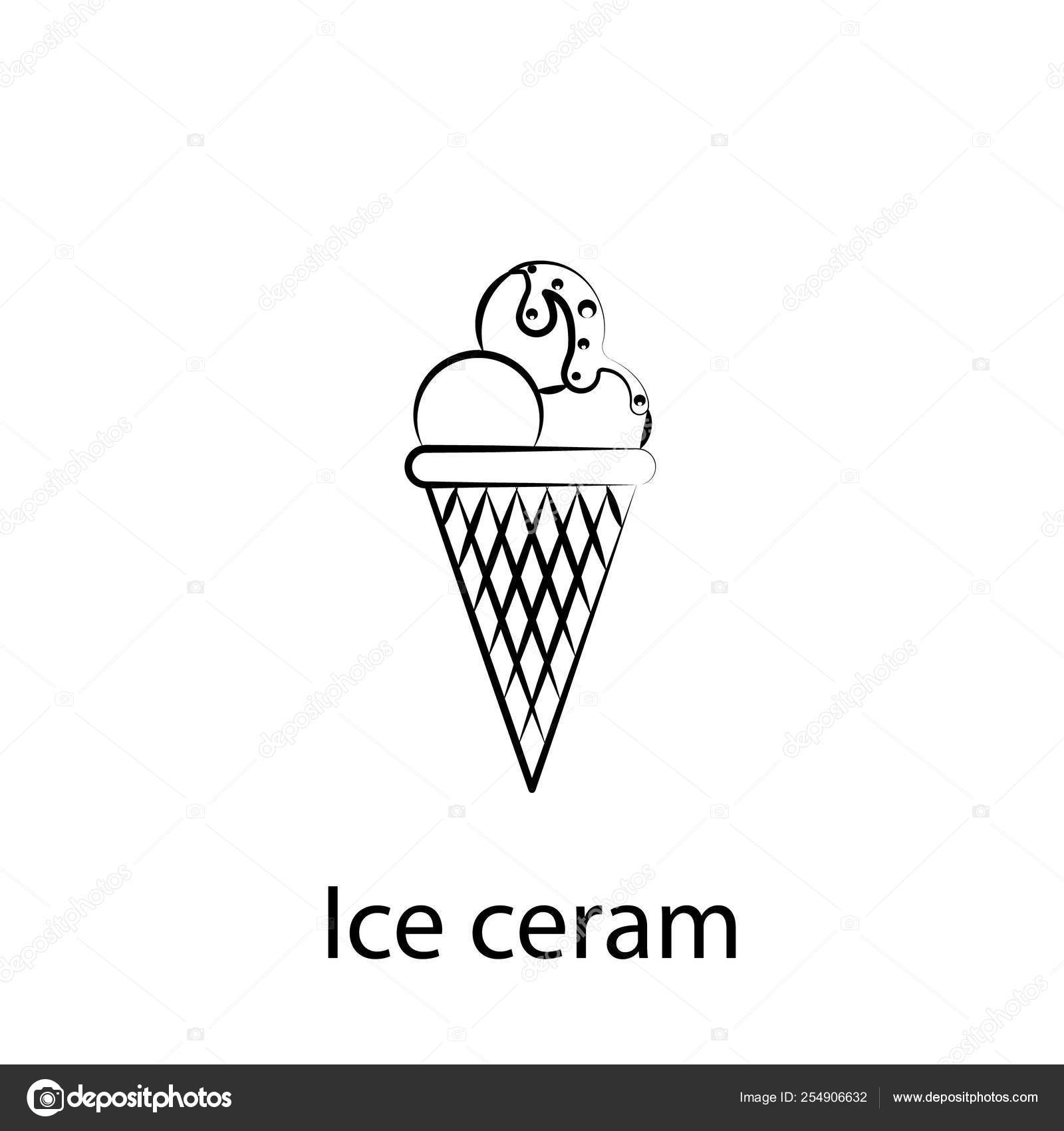 ファストフードアイスクリームアウトラインアイコン 食品イラスト