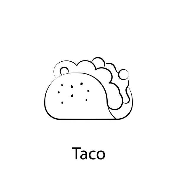 Icono de contorno de tacos de comida rápida. Elemento del icono de ilustración de alimentos. Los signos y símbolos se pueden utilizar para la web, logotipo, aplicación móvil, interfaz de usuario, UX — Archivo Imágenes Vectoriales