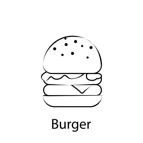 Fast Food Burger Outline Ikone. Element der Illustration von Lebensmitteln. Zeichen und Symbole können für Web, Logo, mobile App, ui, ux verwendet werden — Stockvektor