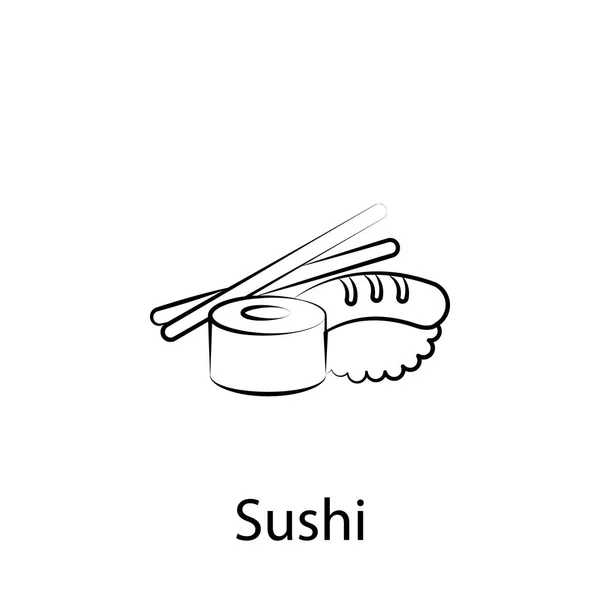 Εικονίδιο περιγράμματος φαστ φουντ Σούσι. Στοιχείο του εικονιδίου απεικόνισης τροφίμων. Τα σημεία και τα σύμβολα μπορούν να χρησιμοποιηθούν για το Web, το λογότυπο, την εφαρμογή για κινητές συσκευές, UI, UX — Διανυσματικό Αρχείο