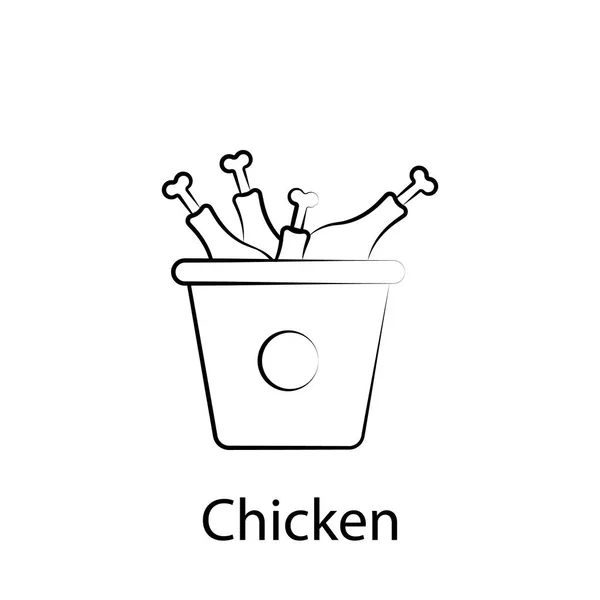 Fast food ikona zarys kurczaka. Element ikony ilustracji żywności. Znaki i symbole mogą być używane do Internetu, logo, aplikacji mobilnej, UI, UX — Wektor stockowy