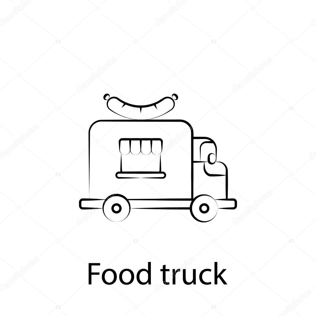 Fast food food truck outline icon. Element of food illustration icon. Signs and symbols can be used for web, logo, mobile app, UI, UX on white background