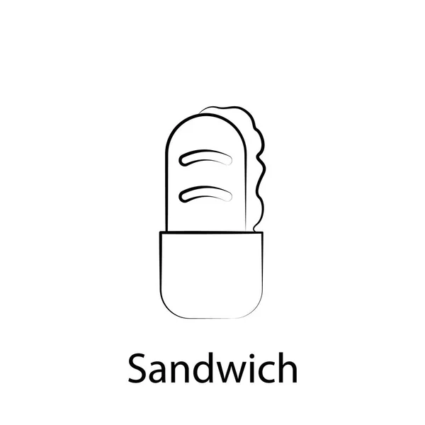 Sandwich fast food icône de contour. Élément de l'icône de l'illustration alimentaire. Signes et symboles peuvent être utilisés pour le web, logo, application mobile, UI, UX — Image vectorielle