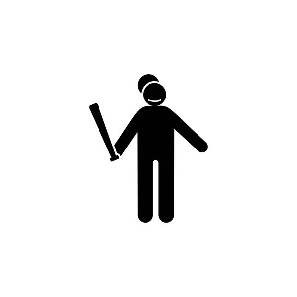 Pria bisbol ikon glif sportif. Unsur ikon olahraga bisbol. Tanda dan simbol dapat digunakan untuk web, logo, aplikasi mobile, UI, UX - Stok Vektor