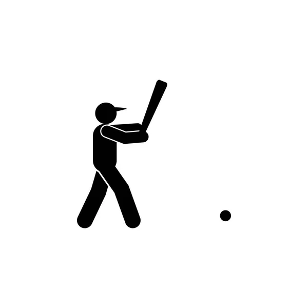 Бейсболист сбил икону глифа. Элемент иконы спортивной иллюстрации бейсбола. Знаки и символы могут быть использованы для веб, логотип, мобильное приложение, пользовательский интерфейс, UX — стоковый вектор