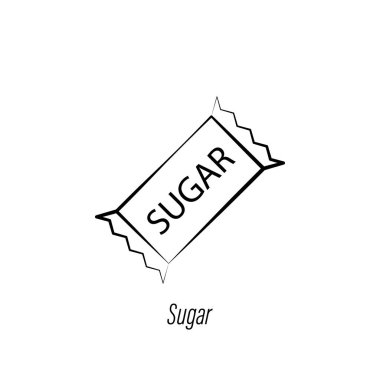 kahve şeker el çizmek simgesi. Kahve illüstrasyon simgesi öğesi. İşaretler ve semboller Web, logo, mobil uygulama, ui, UX için kullanılabilir