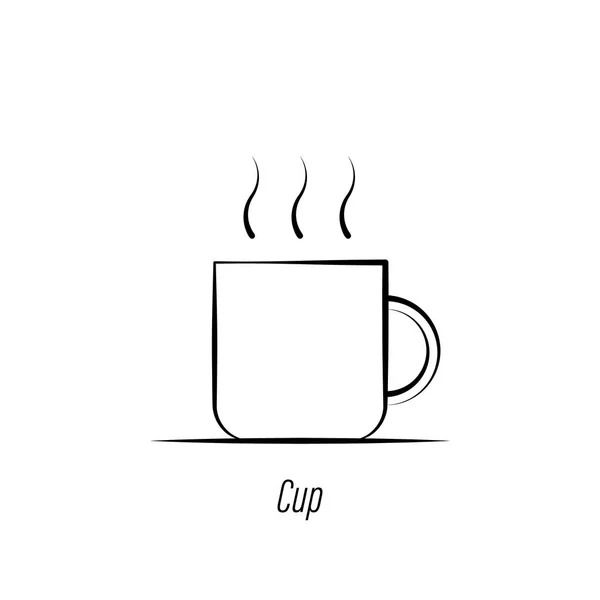 Copo de café mão desenhar ícone. Elemento de ícone de ilustração de café. Sinais e símbolos podem ser usados para web, logotipo, aplicativo móvel, UI, UX —  Vetores de Stock