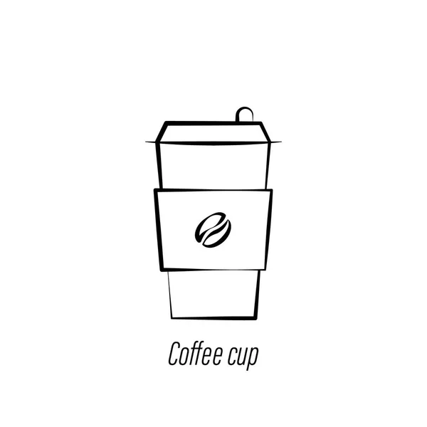 Coffee Cup hand te trekken icoon. Element van de koffie illustratie icoon. De tekens en de symbolen kunnen voor web, embleem, mobiele app, ui, UX worden gebruikt — Stockvector