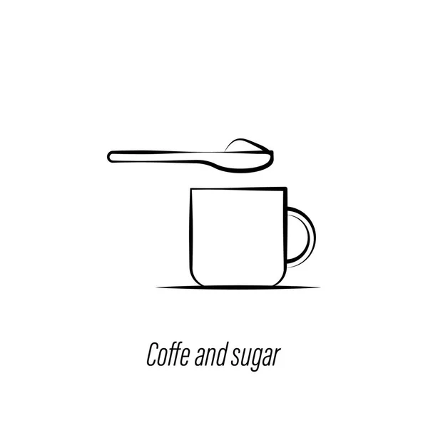 Café y azúcar mano dibujar icono. Elemento del icono de ilustración de café. Los signos y símbolos se pueden utilizar para la web, logotipo, aplicación móvil, interfaz de usuario, UX — Archivo Imágenes Vectoriales
