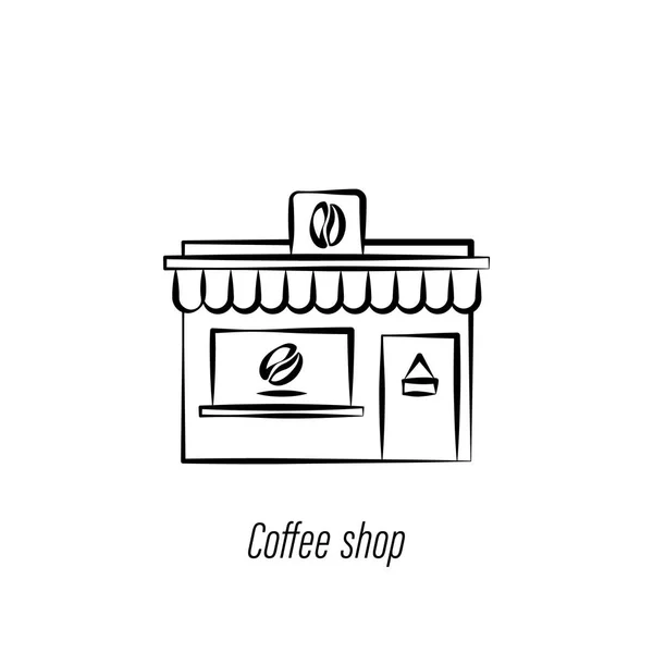 Kahve dükkanı el çizmek simgesi. Kahve illüstrasyon simgesi öğesi. İşaretler ve semboller Web, logo, mobil uygulama, ui, UX için kullanılabilir — Stok Vektör