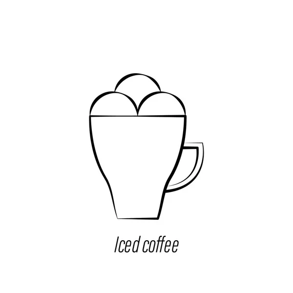 Ícone de desenho mão café gelado. Elemento de ícone de ilustração de café. Sinais e símbolos podem ser usados para web, logotipo, aplicativo móvel, UI, UX —  Vetores de Stock