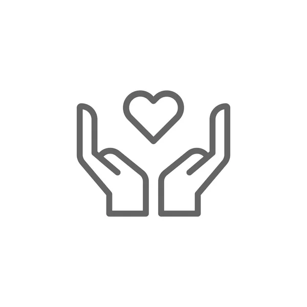 Día de las madres manos con el icono del contorno del corazón. Elemento del icono de ilustración del día de las madres. Los signos y símbolos se pueden utilizar para la web, logotipo, aplicación móvil, interfaz de usuario, UX — Archivo Imágenes Vectoriales