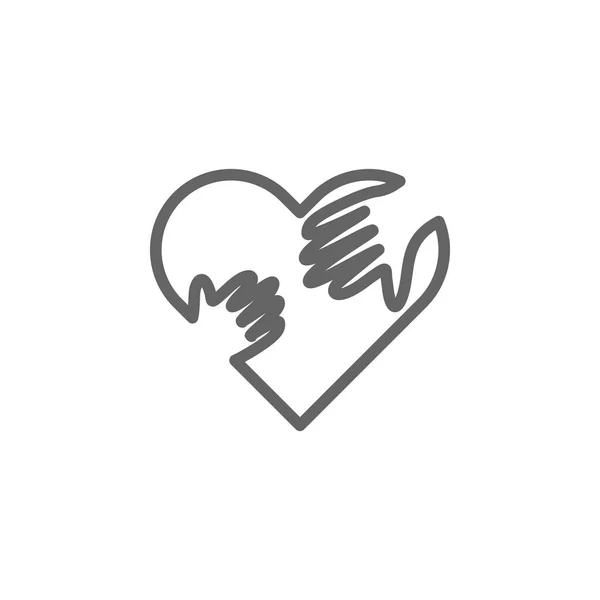 Día de las madres manos con el icono del contorno del corazón. Elemento del icono de ilustración del día de las madres. Los signos y símbolos se pueden utilizar para la web, logotipo, aplicación móvil, interfaz de usuario, UX — Vector de stock