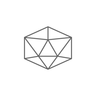 geometrik şekiller, icosahedron anahat simgesi. Geometrik şekiller illüstrasyon simgesinin elemanları. İşaretler ve semboller web, logo, mobil uygulama, Ui, Ux için kullanılabilir