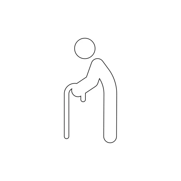 人类手杖轮廓图标。标志和符号可用于网页，徽标，移动应用程序，Ui，Ux — 图库矢量图片
