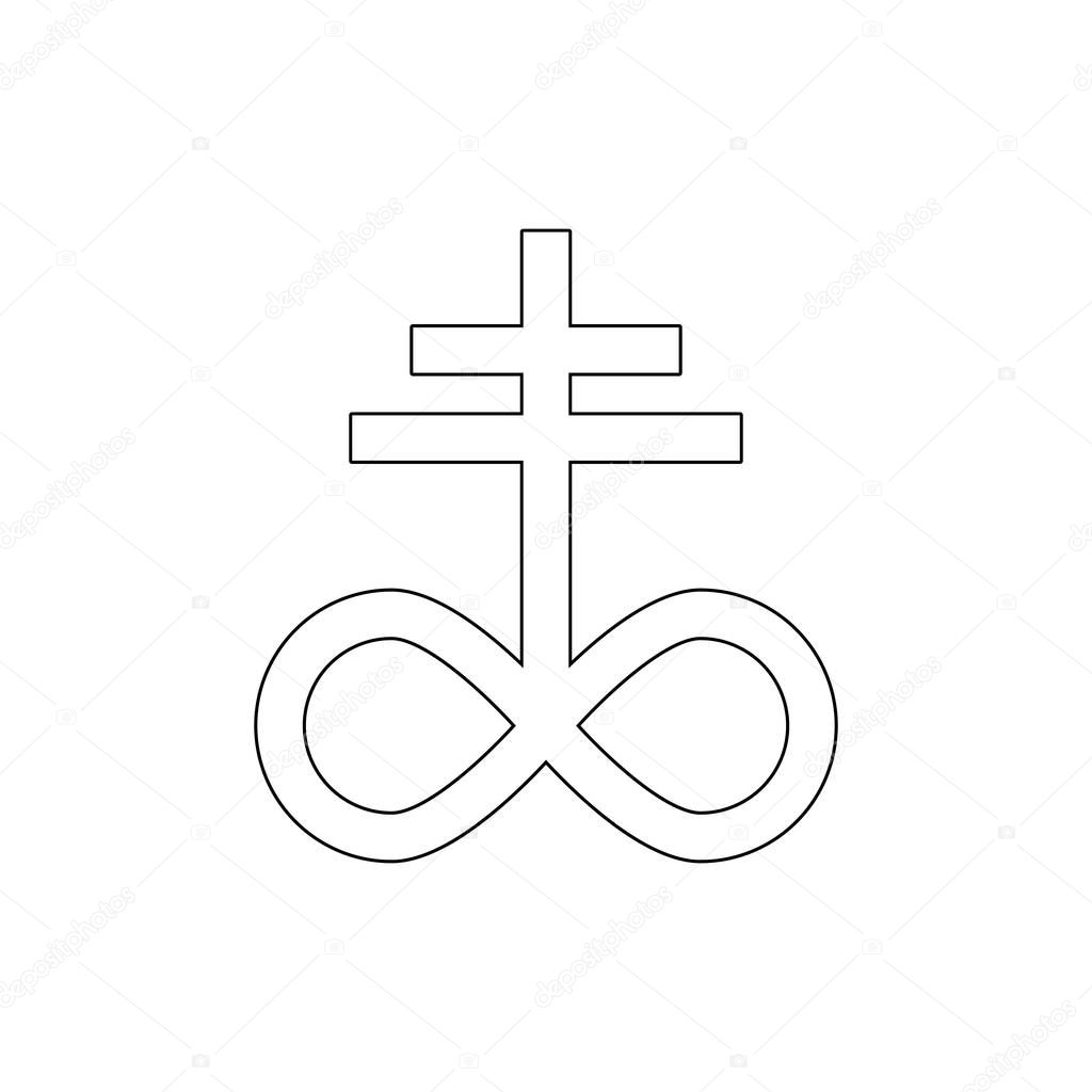 Religion symbol, satanic church outline icon. Element of religion symbol illustration. Signs and symbols icon can be used for web, logo, mobile app, UI, UX on white background
