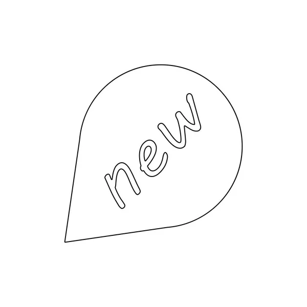 Badge nouveau discours bulle contour icône. Signes et symboles peuvent être utilisés pour le web, logo, application mobile, UI, UX — Image vectorielle