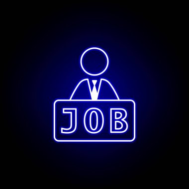 İş, boş alan, işçi simgesi. Neon stil simgesinde İnsan kaynakları illüstrasyon Elemanları. İşaretler ve semboller web, logo, mobil uygulama, Ui, Ux için kullanılabilir