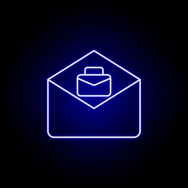 E-mail, icona del lavoro. Elementi di risorse umane illustrazione in stile neon icona. Segni e simboli possono essere utilizzati per il web, logo, app mobile, UI, UX — Vettoriale Stock