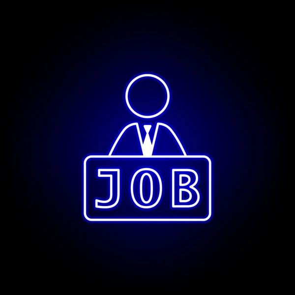 Job, vacancy, worker icon. Elements of Human resources illustration in neon style icon. Signs and symbols can be used for web, logo, mobile app, UI, UX — Stock Vector