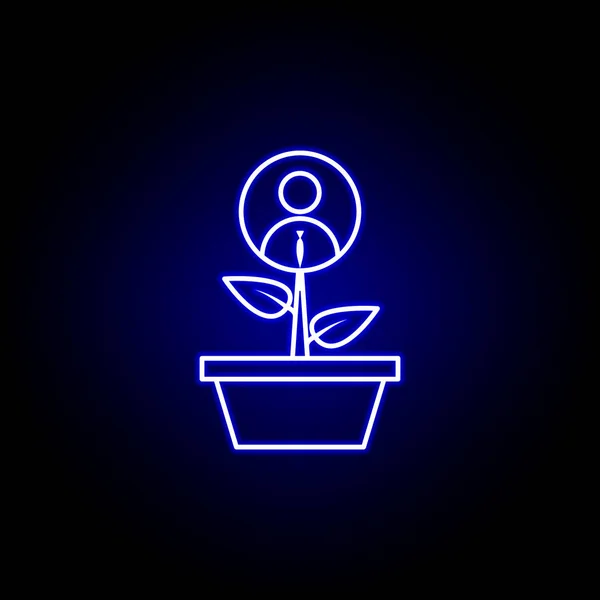 Növekedés, virág, karrier-ikon. Elemeit emberi erőforrások illusztráció neon stílusban ikonra. Jeleket és szimbólumokat lehet használni a webes, logó, mobil alkalmazás, UI, UX — Stock Vector