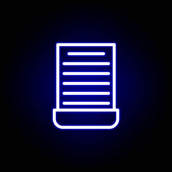 Corte, ícone de documento em estilo neon. Pode ser usado para web, logotipo, aplicativo móvel, UI, UX —  Vetores de Stock