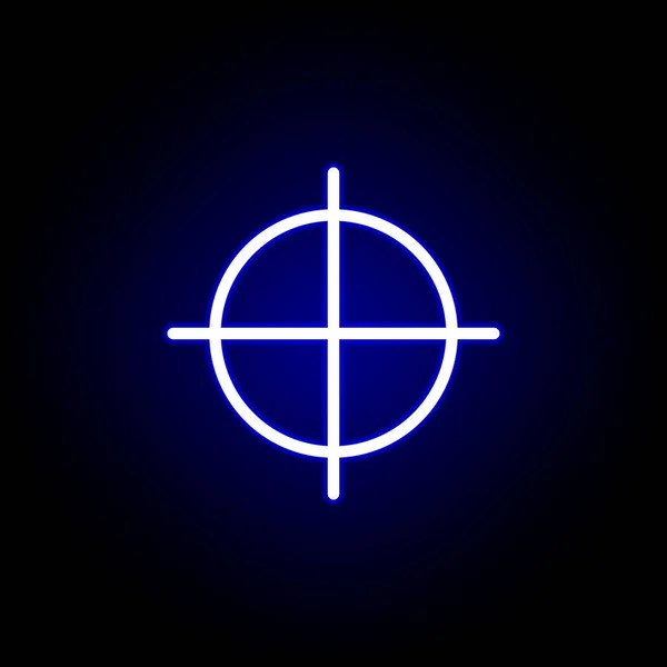 Target, guide icon in neon style. Can be used for web, logo, mobile app, UI, UX — Stock Vector