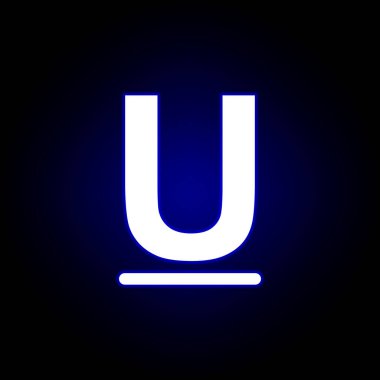 neon stilinde metin simgesinin altını çizin. Web, logo, mobil uygulama, Ui, Ux için kullanılabilir