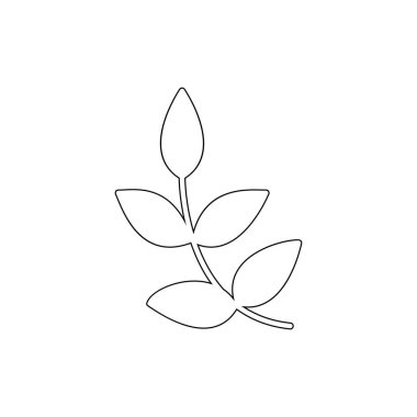 yaprakları bitki anahat simgesi ile dal. İşaretler ve semboller web, logo, mobil uygulama, Ui, Ux için kullanılabilir