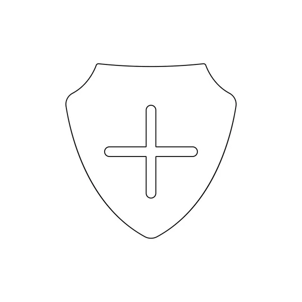 Mais no ícone de contorno do escudo. Sinais e símbolos podem ser usados para web, logotipo, aplicativo móvel, UI, UX —  Vetores de Stock
