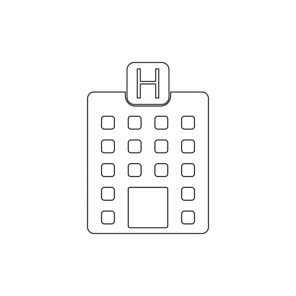 Ikony budovy nemocničního domu. Značky a symboly mohou být použity pro web, logo, mobilní aplikace, UI, UX — Stockový vektor