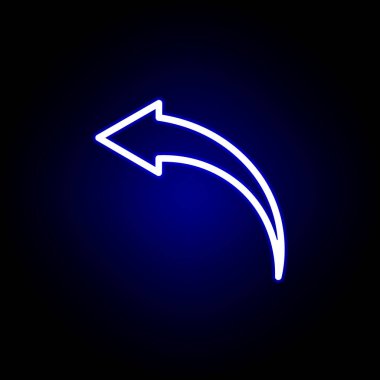 neon stilinde açık, ok simgesini geri al. Web, logo, mobil uygulama, Ui, Ux için kullanılabilir