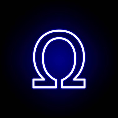sembolü, neon tarzında ohm işareti simgesi. Web, logo, mobil uygulama, Ui, Ux için kullanılabilir
