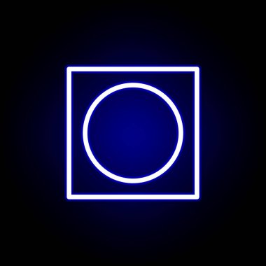 daire, neon tarzında kare simgesi. Web, logo, mobil uygulama, Ui, Ux için kullanılabilir