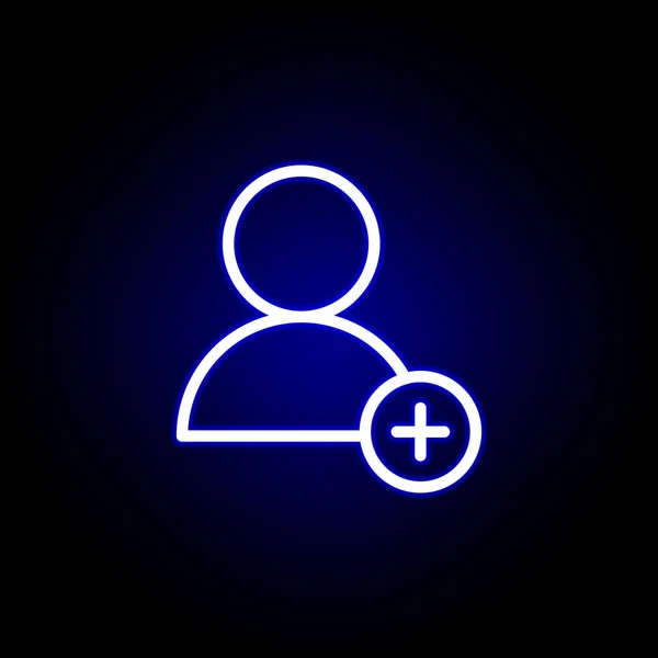user and plus icon in neon style. Can be used for web, logo, mobile app, UI, UX