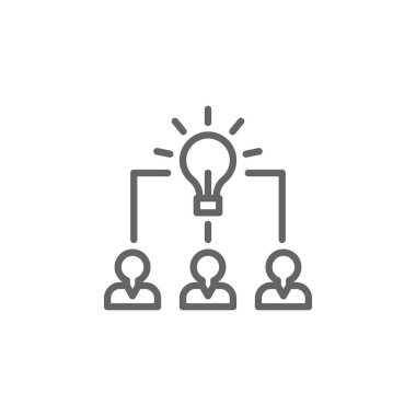 Beyin fırtınası erkekler anahat simgesi. İş çizim satır simgesi nin öğeleri. İşaretler ve semboller web, logo, mobil uygulama, Ui, Ux için kullanılabilir