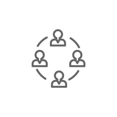 Topluluk erkekleri simgeyi anahat. İş çizim satır simgesi nin öğeleri. İşaretler ve semboller web, logo, mobil uygulama, Ui, Ux için kullanılabilir