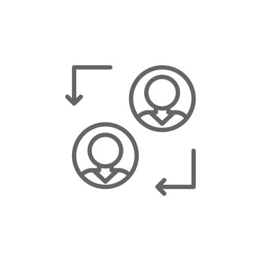 Transfer erkekler anahat simgesi. İş çizim satır simgesi nin öğeleri. İşaretler ve semboller web, logo, mobil uygulama, Ui, Ux için kullanılabilir