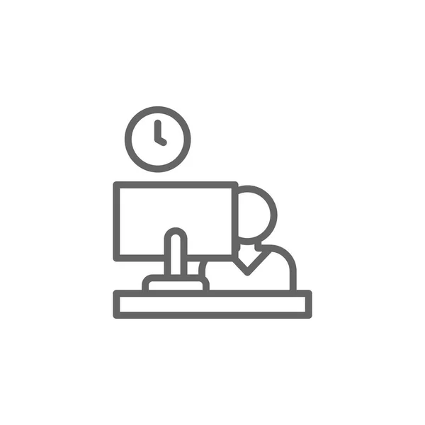 Arbeiter-Laptop im Büro-Umriss-Symbol. Elemente der Business Illustration Line Symbol. Zeichen und Symbole können für Web, Logo, mobile App, ui, ux verwendet werden — Stockvektor