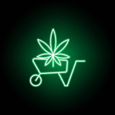 El arabası marihuana taslak simgesi, neon tarzı. Web, logo, mobil uygulama, Ui, Ux için kullanılabilir