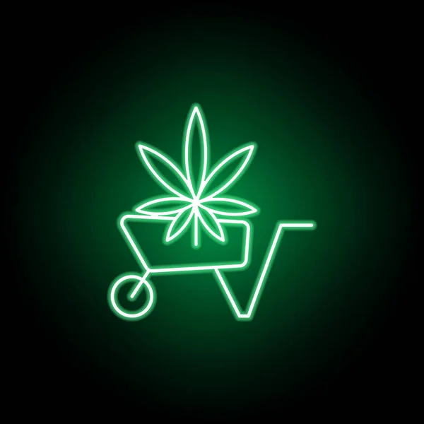 El arabası marihuana taslak simgesi, neon tarzı. Web, logo, mobil uygulama, Ui, Ux için kullanılabilir