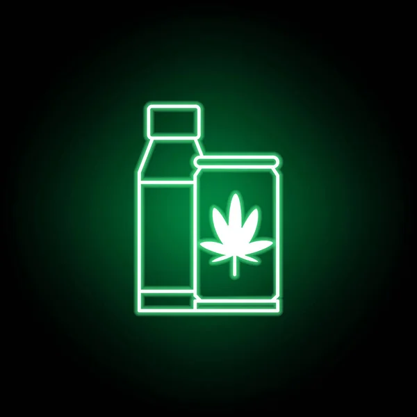 Neon tarzında marihuana içecek anahat simgesi. Web, logo, mobil uygulama, Ui, Ux için kullanılabilir — Stok Vektör