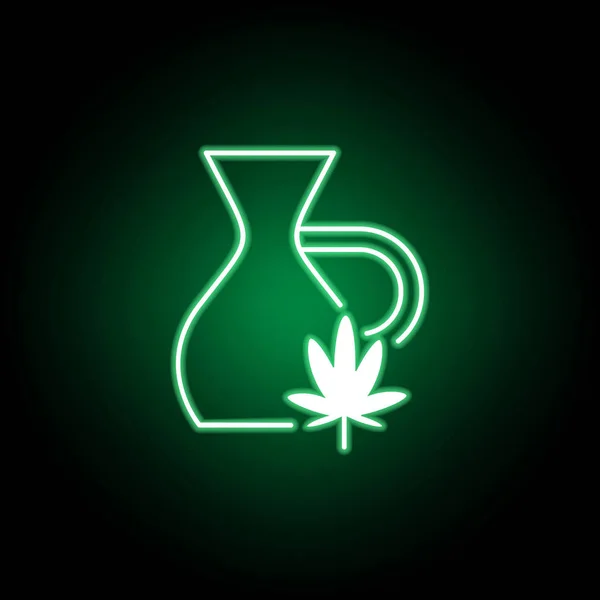 Εικονίδιο περιγράμματος κανάτα μαριχουάνας σε στυλ νέον. Μπορεί να χρησιμοποιηθεί για Web, λογότυπο, εφαρμογή για κινητά, UI, UX — Διανυσματικό Αρχείο