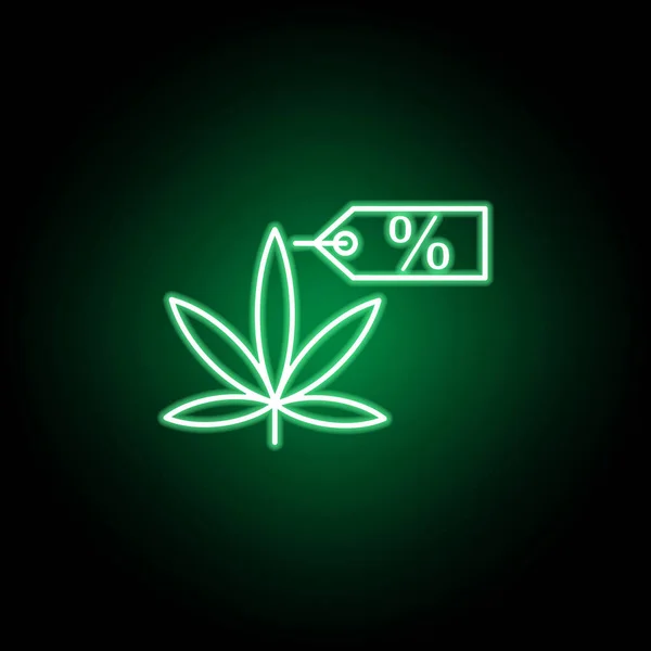 Autocollant de marijuana contour icône dans le style néon. Peut être utilisé pour le web, logo, application mobile, UI, UX — Image vectorielle