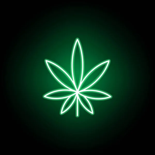 Neon tarzında marihuana anahat simgesi. Web, logo, mobil uygulama, Ui, Ux için kullanılabilir — Stok Vektör