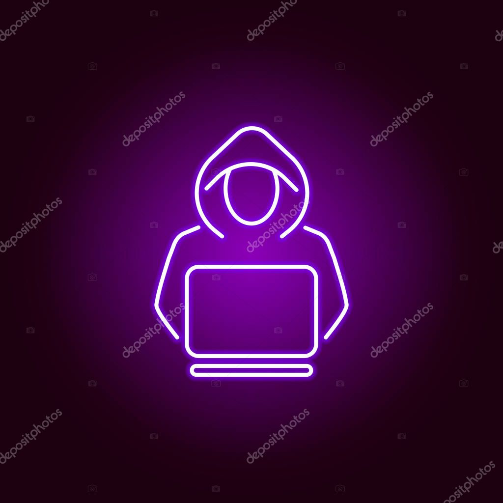 Hacker Criminal Icon In Neon Style Can Be Used For Web Logo Mobile App Ui Ux On Black Background Premium Vector In Adobe Illustrator Ai Ai Format Encapsulated Postscript
