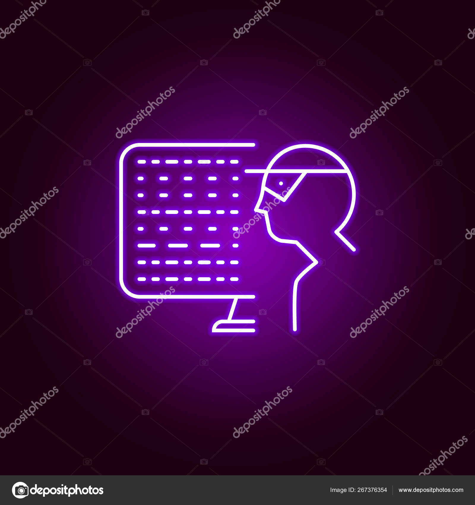 Hacker Hacker Icon In Neon Style Can Be Used For Web Logo Mobile App Ui Ux Stock Vector C Fidaneagle Gmail Com 267376354
