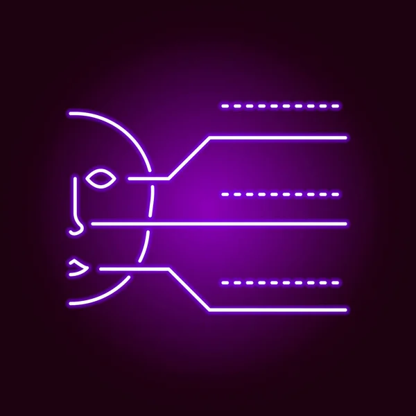 Hacker, neon tarzında biyometrik tanımlama simgesi. Web, logo, mobil uygulama, Ui, Ux için kullanılabilir — Stok Vektör